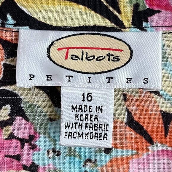 Vintage Talbots Petites Womens Linen Top Size 16 Floral Easter Spring Deadstock - Picture 7 of 10